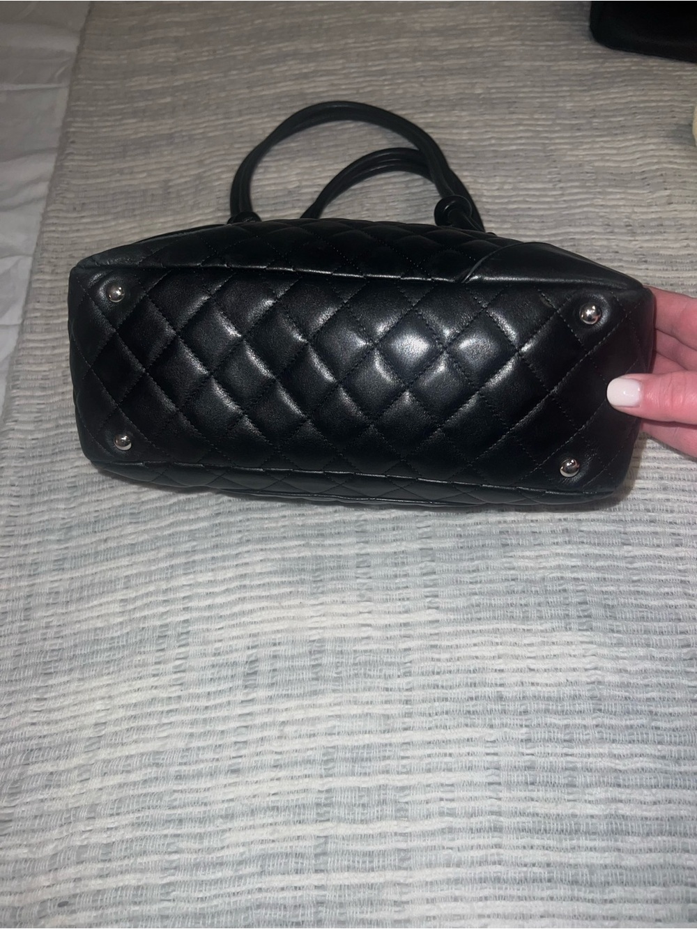 Chanel Cambon Bowler Bag Quilted Leather Medium Black - Picture 12 of 13